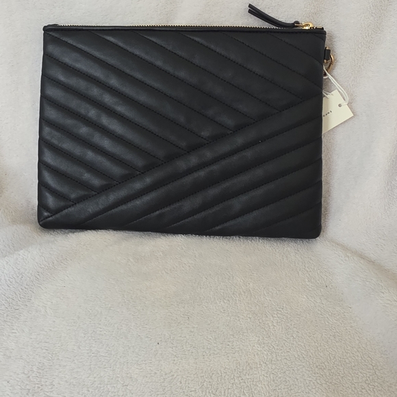 Tory Burch Black Quilted Wristlet